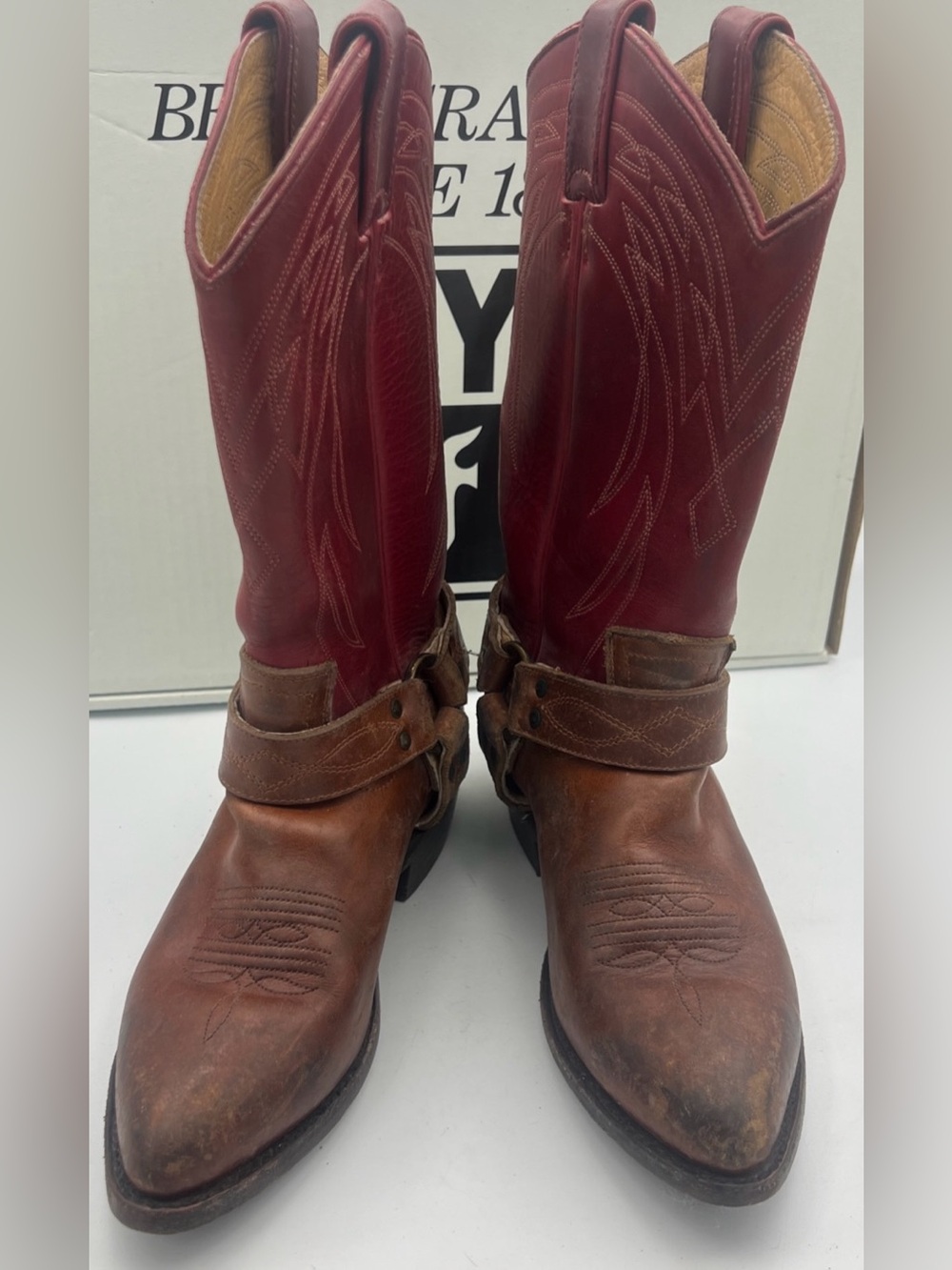FRYE in Box FRYE Women's Billy Harness Western Boots Burgundy Multi Size 8M - Picture 7 of 14